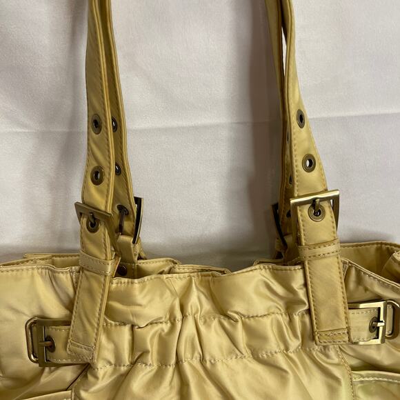 Kenneth Cole Reaction Gold Purse tote Buckle Straps - Picture 8 of 11